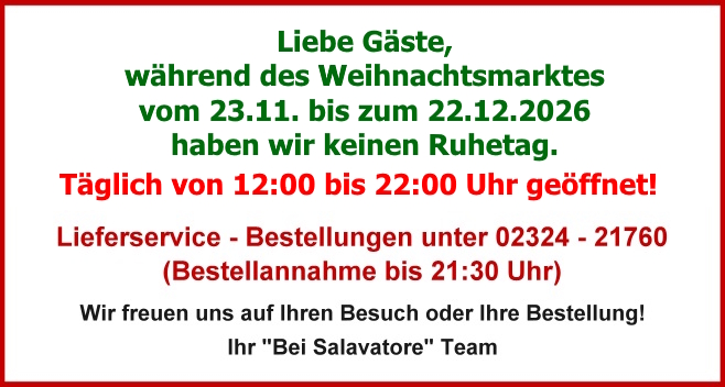 Öffnungszeiten während Weihnachtsmarkt